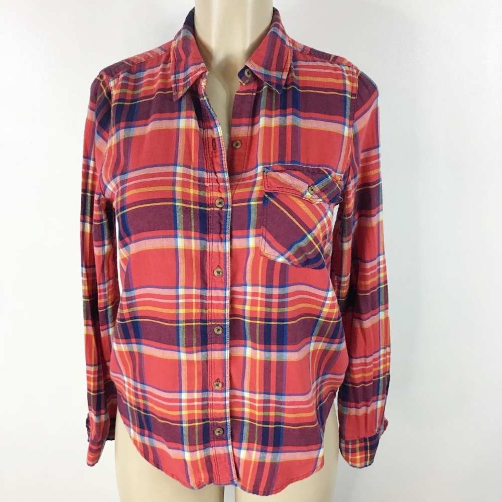 Forever 21 Flannel button down Shirt Size Small‎ red blue